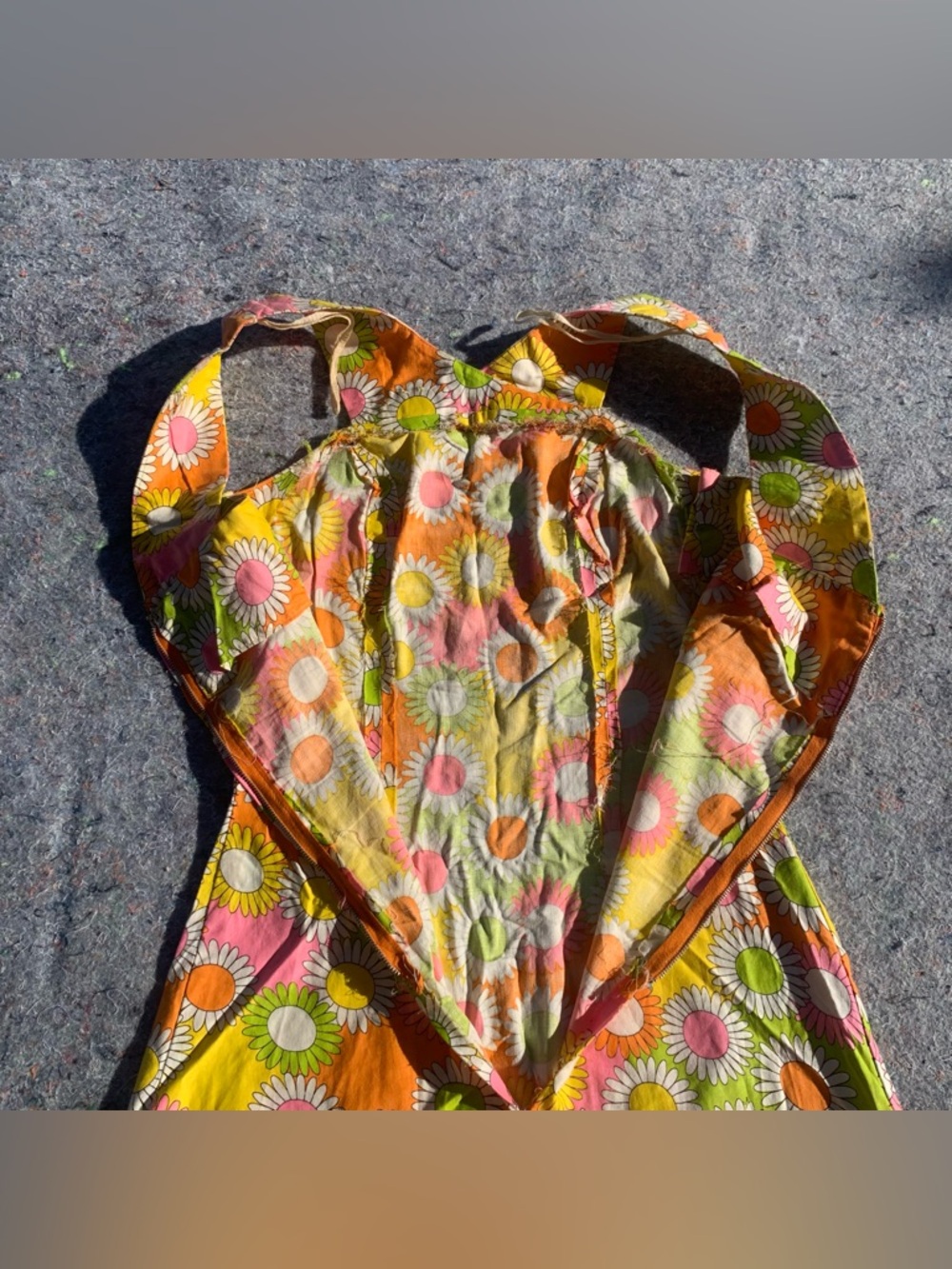 Insanely good vintage 60s 70s mod neon bright floral cotton casual party dress - Picture 15 of 16